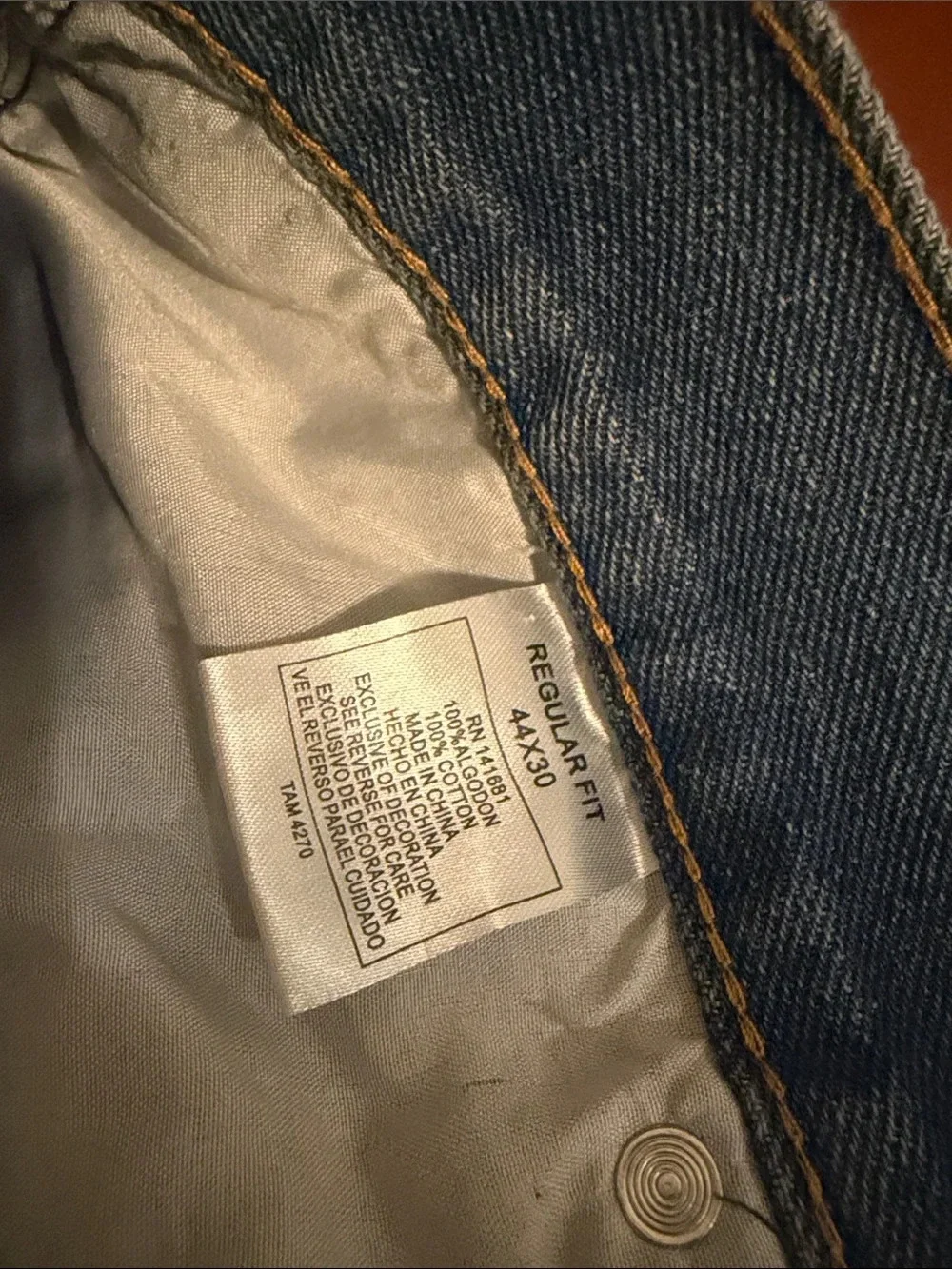 Windsor Relaxed-Fit Jeans in Denim Blue with Tan Patch